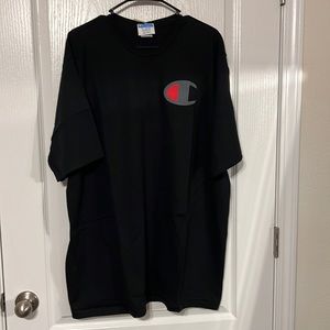 CHAMPION Big C Logo Embroidered Black 2XL Vintage 90s Heavyweight Tee Shirt